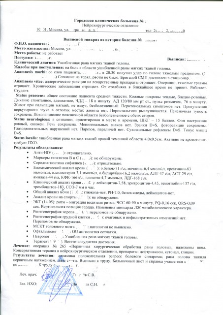 Справка из травмпункта