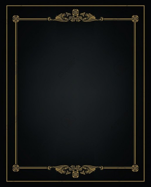 Vintage black background, antique gold frame.