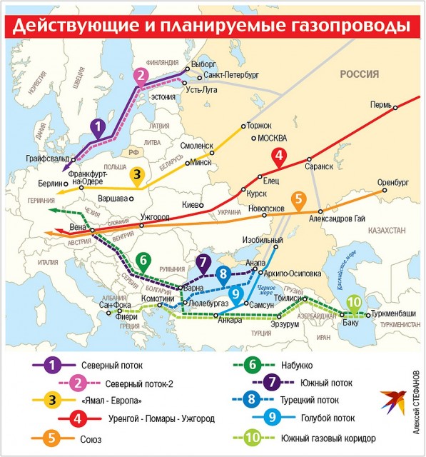 карта газопроводов