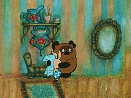Винни вытирает Пятачка