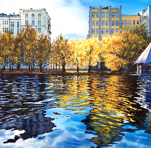 Дубовой И. «Осень в Москве. Чистые пруды»