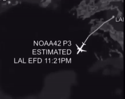 Траекторию полета с самолета NOAA42 25 сентября