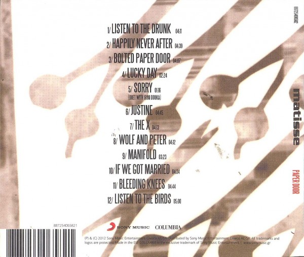 Matisse - Paper Door (2012) back