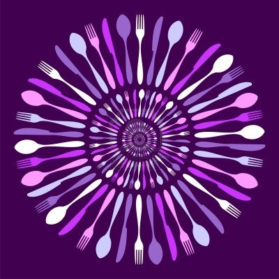 7929004-cutlery-icons-cutlery-silhouettes-circled-pattern-on-violet-background