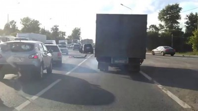 Авария на Ленинградке из-за собаки 03.07.2014 (на 00:50)