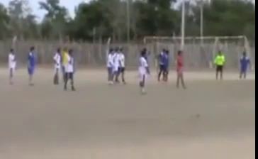 A Goalkeeper turn back to the goal with a motorcycle looooool