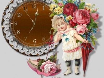 Часики с цветами и девочкой