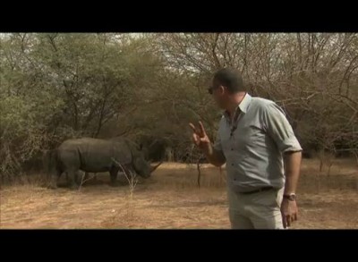 Носорог гоняет съёмочную группу))) Rhino attacks filming crew!!!