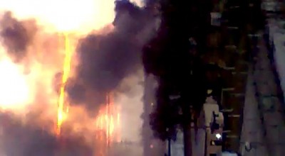 Кривой Рог 20.03.2014 горит танк с полным боекомплектом.