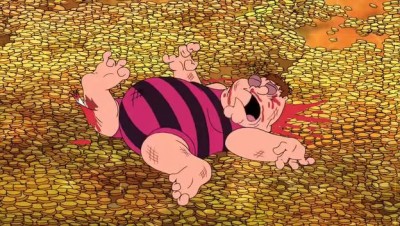 Питер прыгает в золото как Скрудж