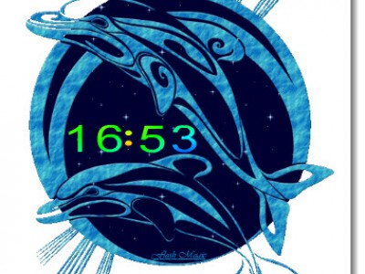 Флеш часы для сайта - Дельфинчики