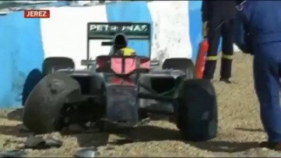 Авария Хэмильтона на тестах в Хересе. 2014 год