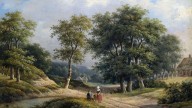 Marinus_Adrianus_Koekkoek_(attr)_Holländische_Landschaft_mit_Bauernfamilie