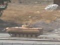 Попадание ракеты в БМП.