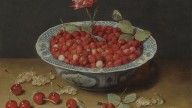 Wild Strawberries and a Carnation in a Wan-Li Bowl
