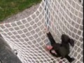 Девушка показывает прыжок-"раскоряку"