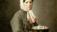 художник, сер. XIX в.Крестьянка с миской яиц в руках.Прои