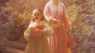 Sisters-Gathering-Raspberries-and-Roses-Summer-Ole-Henrik-Olrik-Oil-Painting-1